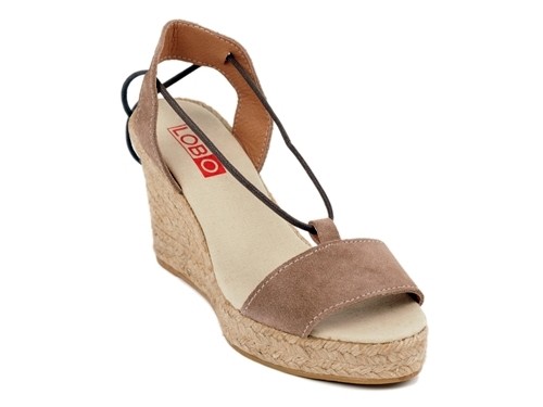 Alpargata YOMARA cuña alta y plataforma de serraje con cordón mujer