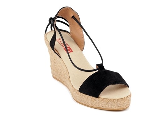 Alpargata YOMARA cuña alta y plataforma de serraje con cordón mujer