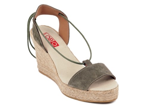 Alpargata YOMARA cuña alta y plataforma de serraje con cordón mujer