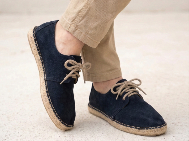 Alpargata plana Blucher de serraje para hombre