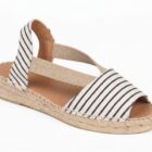 Alpargata cuña baja serraje con elásticos ANIA rayas marineras