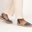 Alpargata cuña baja serraje con elásticos ANIA