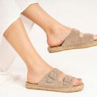 Alpargata plana de serraje 2 hebillas