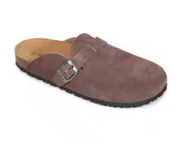 zueco serraje marron 1 Zueco de piel de serraje hombre
