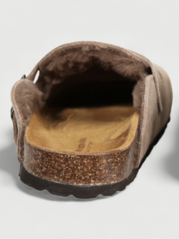 Zueco BIO de serraje con forro interior de pelo boreal - Detalle del forro interior