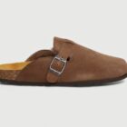 zueco serraje forrado marron 1 Zueco BIO de serraje con forro interior de pelo boreal en color marrón