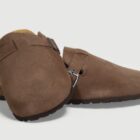 zueco serraje forrado marron 2 Zueco BIO de serraje con forro interior de pelo boreal en color marrón