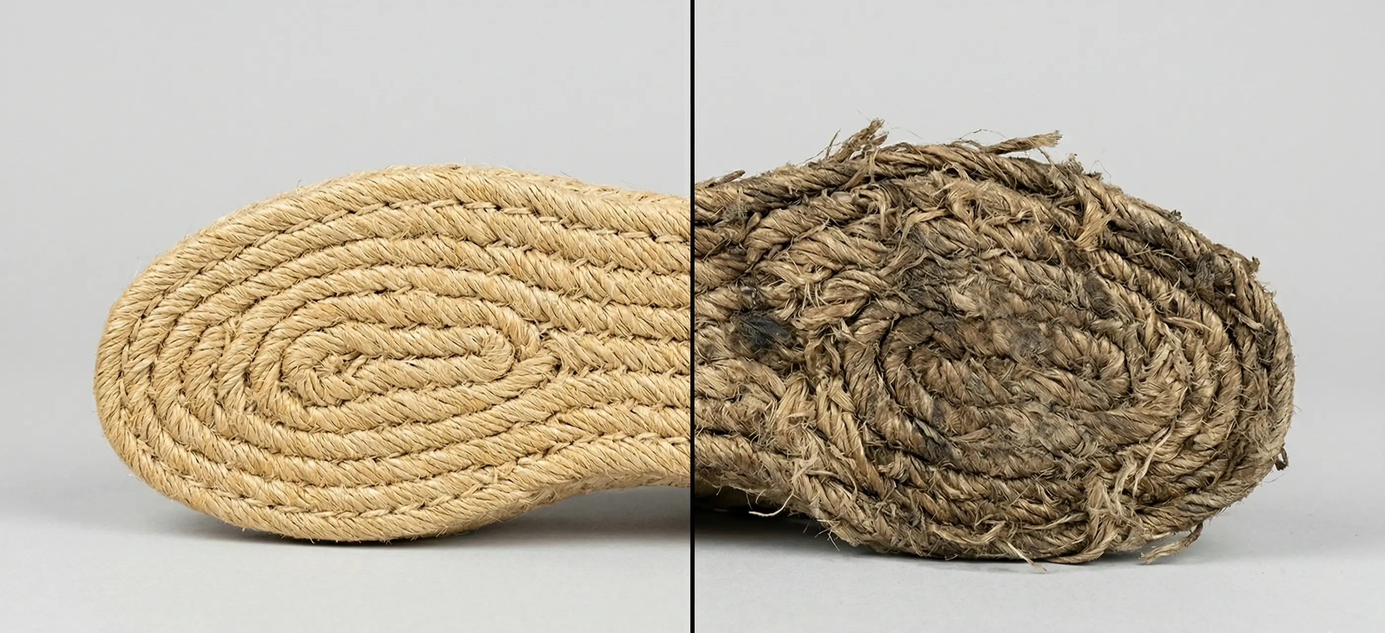 suela de esparto deteriorada